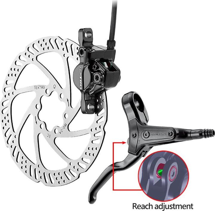 Tektro Hydraulischer Diskette Tecro HD -M285 Links mit 1800 mm Rohr - ohne Bremsscheibe - Schwarz (Bremssattel, 2)