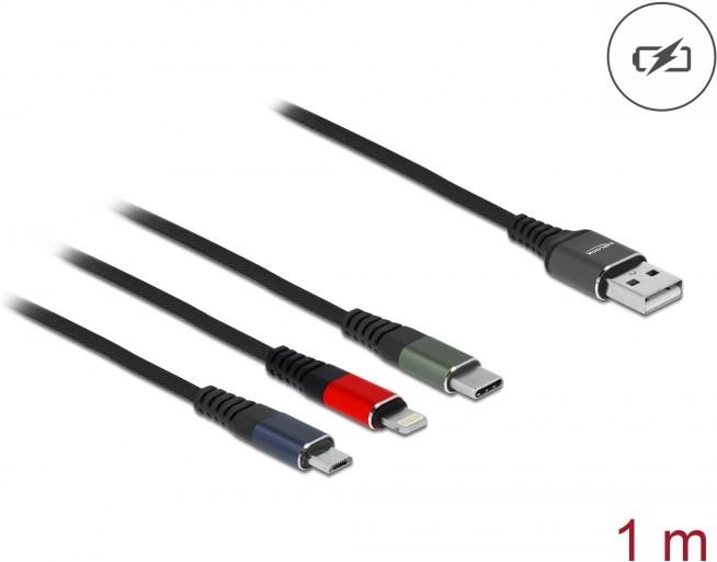 Produktbild Delock USB-A – USB-C, Lightning, USB Micro B (1 m, USB 2.0)