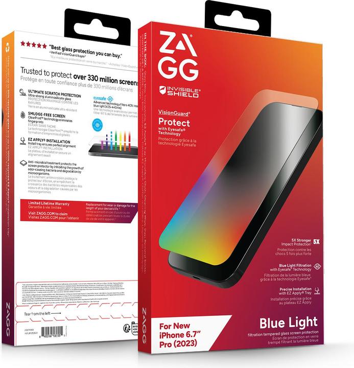 Actual product image Zagg Glass Elite VisionGuard+ (1 Piece, Apple iPhone 15 Pro Max)