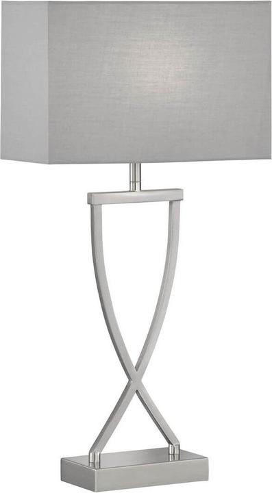 Immagine prodotto Fischer & Honsel Honsel Anni lampada da tavolo E27 paralume in tessuto grigio chintz, nichel bianco 50459 (E27)