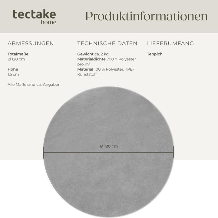 Actual product image tectake Short pile carpet Soft Zone (120 x 120 cm)