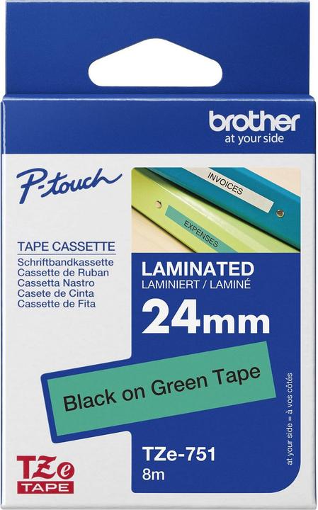 Actual product image Brother Tze-751 (2.40 cm, Green, Black)