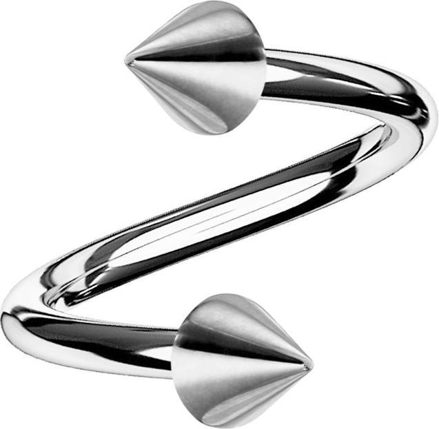 Star Piercing Spirale silber mit zwei Cones (Titan G23, ohne Messing)