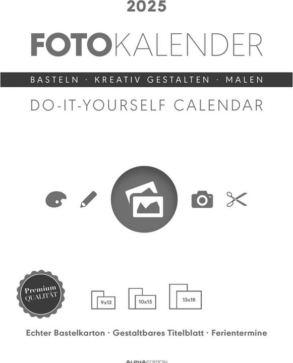Actual product image Alpha Edition Kreativ-Kalender A4 weiss 2026 - 21 x 29,7 - Foto, Malen, Basteln - datiert - Kreativkalender - (A4, German, French, English, Italian)