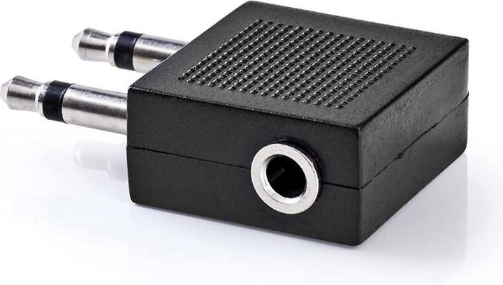 Actual product image Nedis CAGB22970BK Audio adapter for aircraft, 2 x 3.5 mm male, 3.5 mm female, black