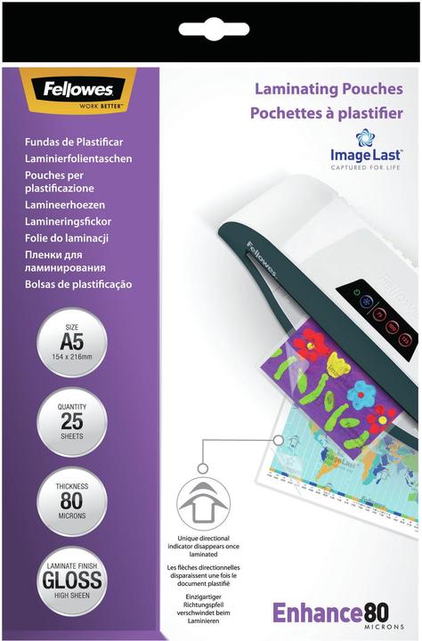 Immagine prodotto Fellowes Potenziare 80 (A5, 25 Pezzo/i, 80 µm)