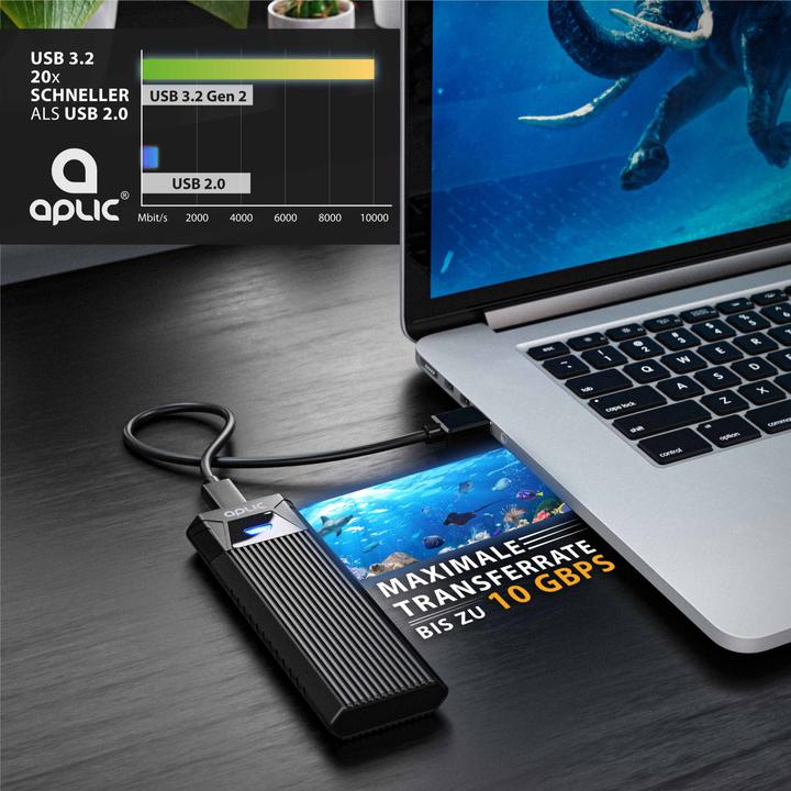 Produktbild Aplic Festplatten Gehäuse, M.2 NVMe Gehäuse USB 3.2 Gen2, PCIe 3.0 & SATA, Kompatibel mit 2242, 2260, 2280 (M.2 2230, M.2 2242, M.2 2260, M.2 2280)