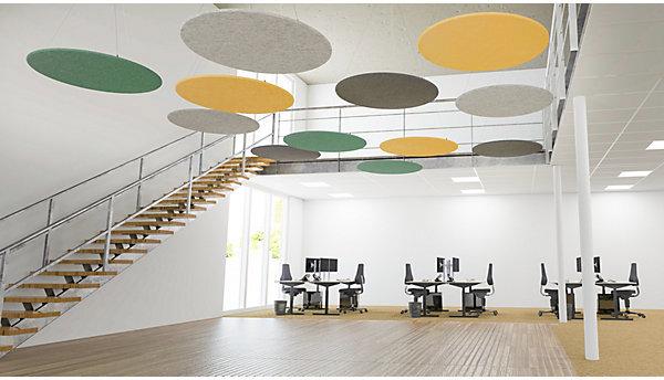 Actual product image eurokraft basic Acoustic ceiling panel, PET felt, Ø 1200 mm, round shape, petrol.