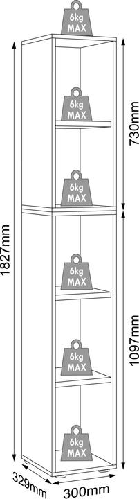 Produktbild VCM Regal Bücher Ordner Salia 5fach B. 30 cm