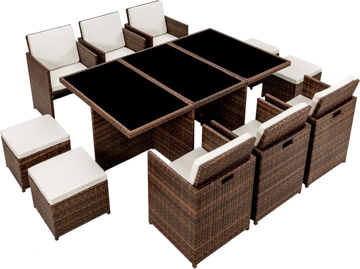 Produktbild tectake Rattan Sitzgruppe New York 6+4+1 mit Schutzhülle (178 cm)