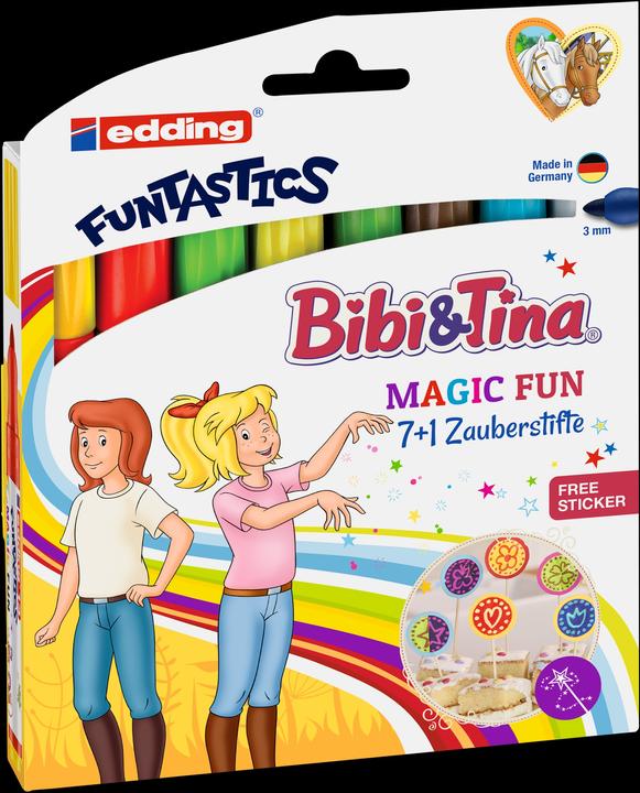 Produktbild Edding 13 Funtastics Magic Marker - Bibi & Tina® set mit 8 bunten Stiften - Rundspitze 2-4 mm - Bunt (Multi, 8 x)