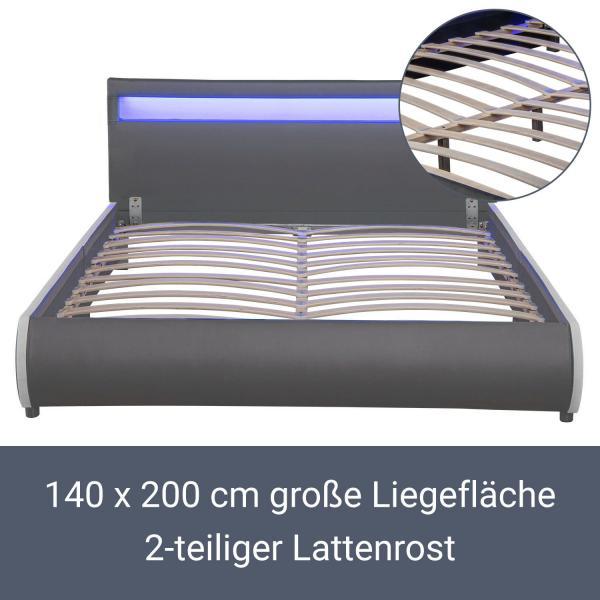 Produktbild Juskys Polsterbett Sevilla mit LED (140 x 200 cm)