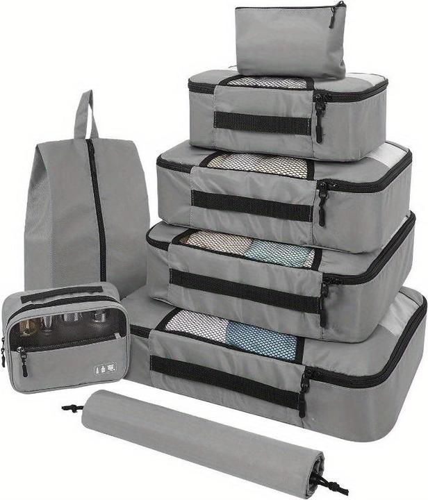 Only-Bags.Store 8er Packwürfel-Set - Hochwertiger Polyester-Gepäck-Organizer mit Taschen für Wäsche
