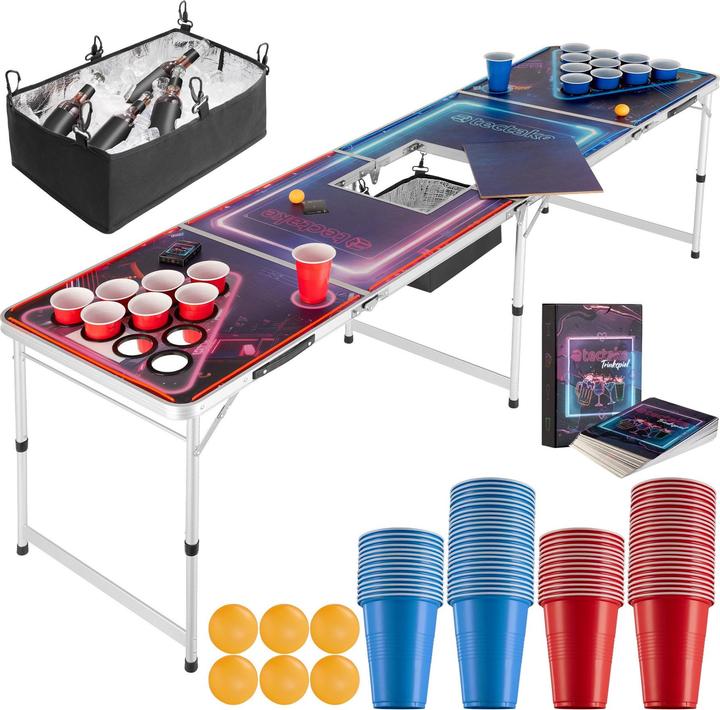 Immagine prodotto tectake Tavolo da beer pong BeerWars II, con vano per il ghiaccio e illuminazione a LED