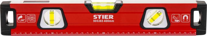Produktbild Stier Premium Wasserwaage mit Magnet und drei Libellen 400 mm ±0,5 mm/m (40 cm)