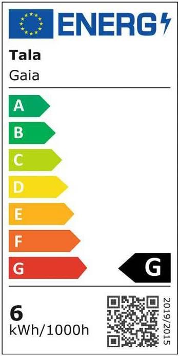 Label énergétique Tala Gaia (E27, 6 W, 420 lm, 1 x, G)
