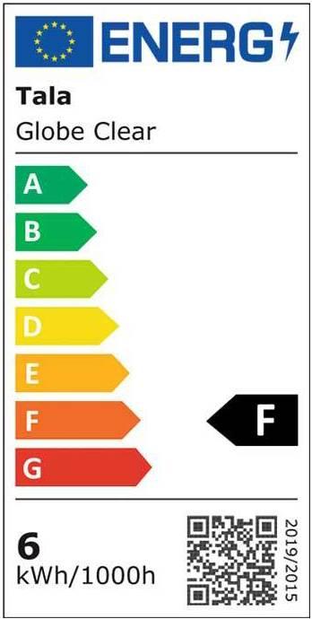 Energy Label Tala globe (E27, 6 W, 600 lm, 1 x, F)