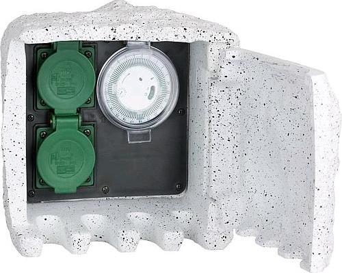 EGB Stein mit 2 Steckdosen IP44 mit Zeitschaltuhr