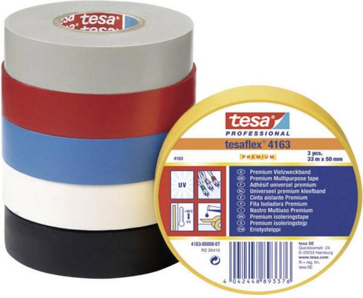 Actual product image tesa Electrical insulating tape tesaflex 4163 heat-resistant, for insulating, repairing & bundling (50 mm)