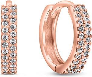 Brilio Silver - Sparkling bronze hoop earrings with zircons EA502R