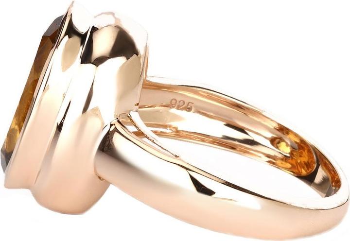 Image du produit Xen Bague avec quartz champagne 925 argent sterling doré à la rose (52, Argent 925)