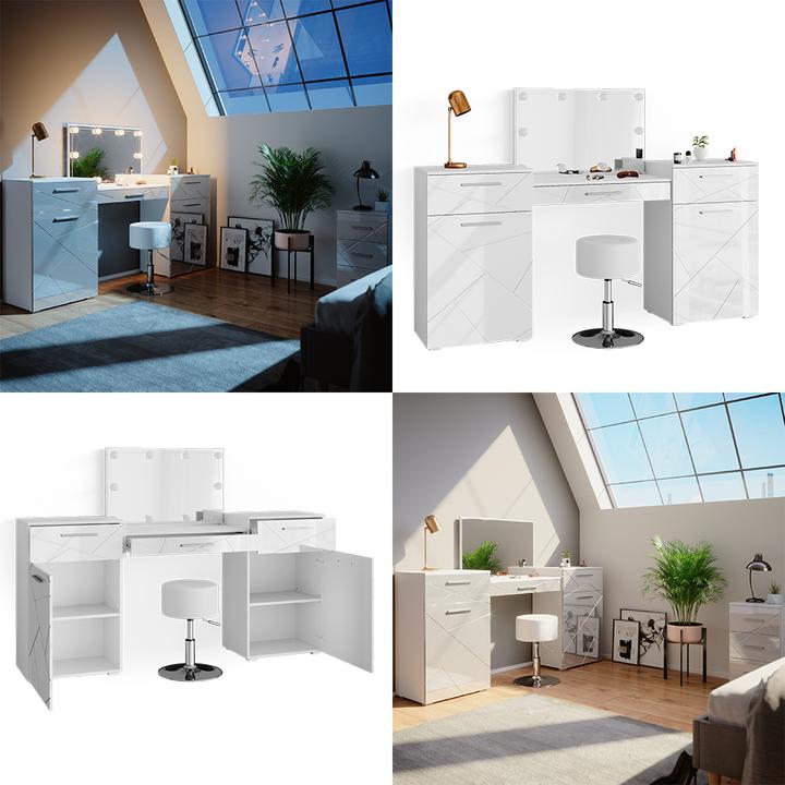 Produktbild Vicco Irma mit Hocker und Beleuchtung (190 x 90 x 39 cm)