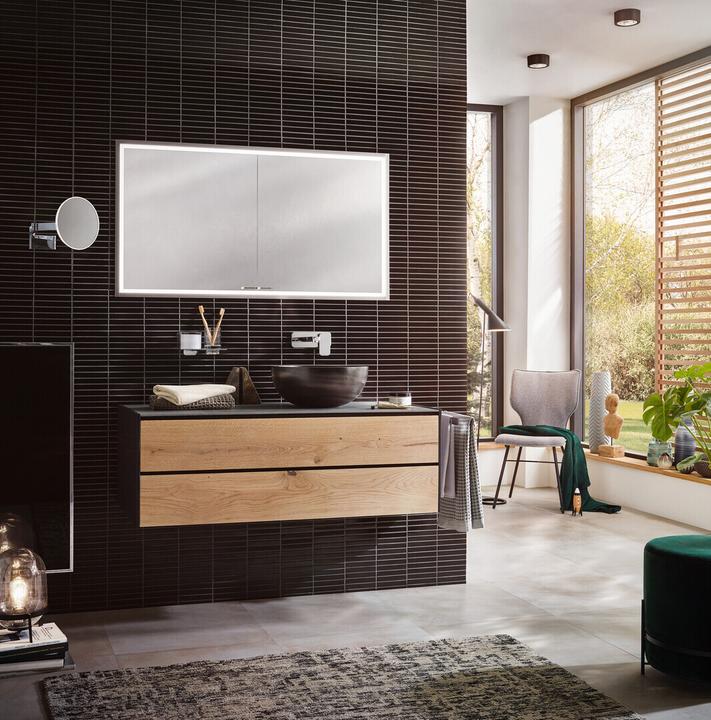 Actual product image Emco asis prestige 2 Illuminated mirror cabinet, flush-mounted model, 1015mm, wide door right