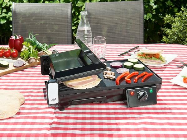 Produktbild Rosenstein & Söhne Elektrischer 2in1-Tischgrill mit Kontaktgrill