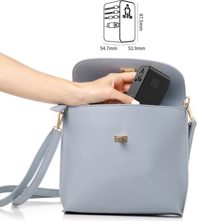 Image du produit Choetech PD5021 Adaptateur de voyage UE/US/AUS/UK 45W avec câble USB-C intégré - Noir