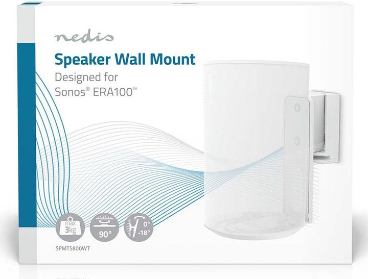 Produktbild Nedis Lautsprecherhalter - Kompatibel mit: Sonos Era100 - Wand - 3 kg - Drehgelenk/Neigung - kippbar (1 Stk., Wandmontage, Neigbar, Drehbar)