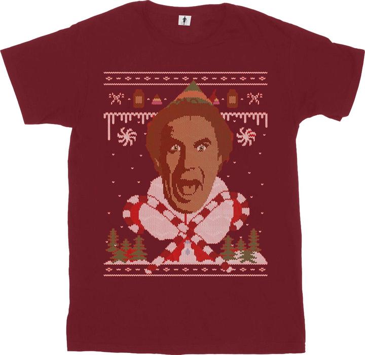 Actual product image Elf Mens Christmas Fair Isle T-Shirt (L)