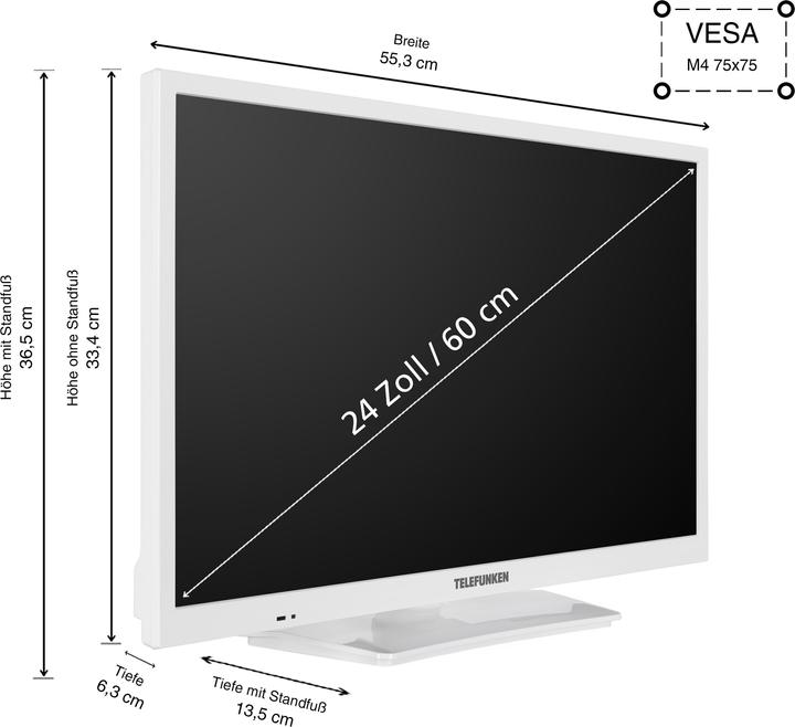 Actual product image Telefunken 24 Zoll Fernseher XH24O550M-W - HD-Ready Fernseher mit integriertem Triple-Tuner, weiss (24", LED, HD, 2025)