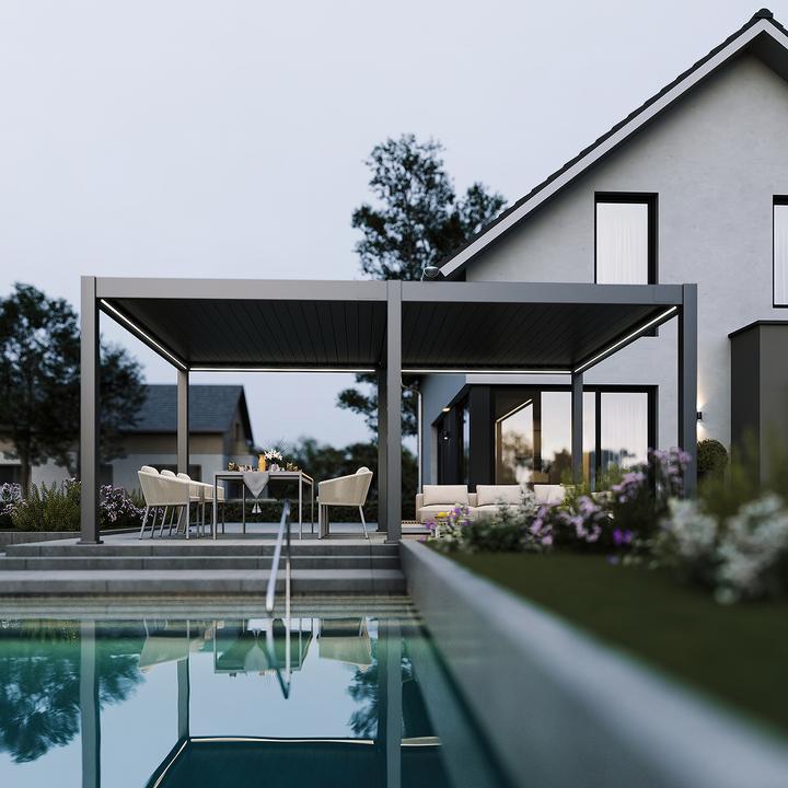 Actual product image Weide Electric pergola 4x6m anthracite with LED (600 cm, 400 cm)