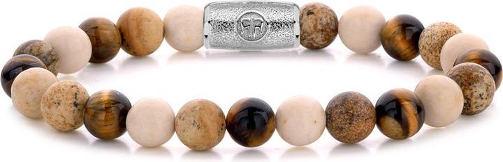 Image du produit Rebel Rose - Beaded bracelet Autumn Love RR-80063-S - Dimension : 19 cm - L (M) (19 cm, Fossile, Acier inoxydable, œil de tigre)