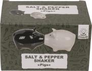 Actual product image G. Wurm Salt/pepper shaker pigs with magnetic nose, set of 2, made of ceramic black, white (W/H/D) 7x5x5cm (Salt)