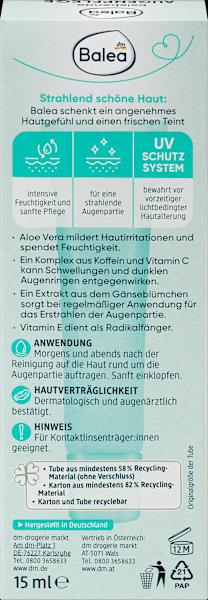 Etichetta energetica dm Balea Crema contorno occhi tonificante (Crema, 15 ml, Giorno + Notte)