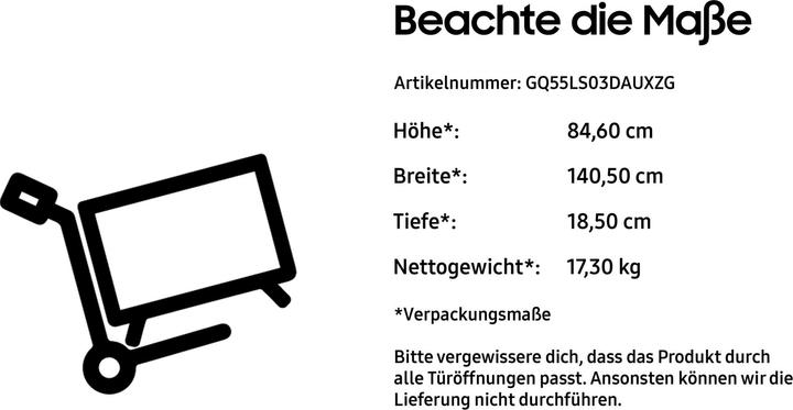 Nährwerte und Zutaten Samsung The Frame GQ55LS03DAU (55", LS03D, QLED, 4K, 2024)