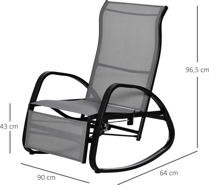 Produktbild Outsunny Schaukelstuhl mit verstellbarer Rückenlehne und Fussstütze (90 cm)