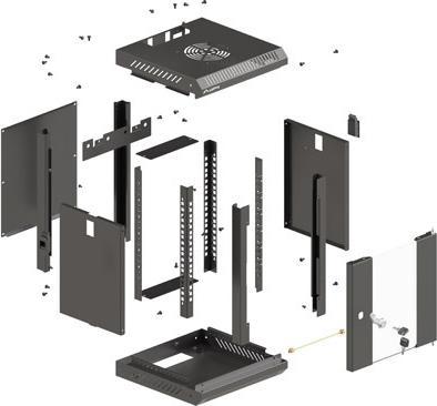Actual product image Lanberg Szafa Instalacyjna Rack Wisząca 10 6u 300x300 Czarna Drzwi Przeszklone (Flat Pack) (6 RU, 10 inch rack)