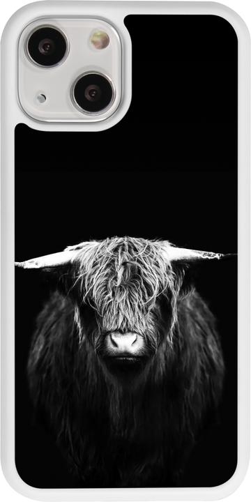 Actual product image PhoneLook Cover silicone white Highland calf black (Apple iPhone 13 mini)