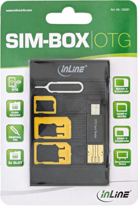 InLine SIM-BOX Simkartenadapter und Zubehoerbox mit OTG Kartenleser