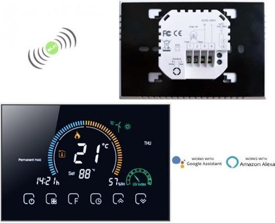 Actual product image Renov8 Smart Wi-Fi Thermostat with colour LCD for gas boiler with dry contact - compatible 86x86 and round
