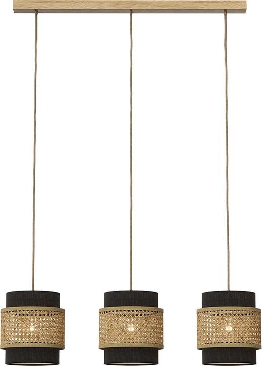 Immagine prodotto Vicco Lampada a sospensione a 3 pezzi Morten, Rattan/nero, 70 x 120 cm (E27)