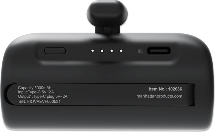 Actual product image Manhattan Powerbank 5000 mAh with integrated USB-C plug 10W for use as a mobile phone holder with L (5000 mAh, 10 W, 10 Wh)
