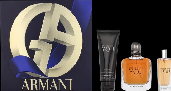 Produktbild Giorgio Armani Set Armani Stronger With You, Barbati, Eau De Toilette 100ml Gel De Dus 75ml Eau De Toilette 15ml (Parfum set)