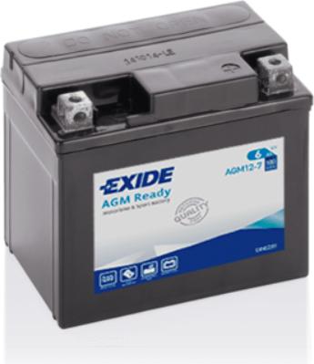 Actual product image Exide AGM Ready AGM12-7 YTZ7-BS Motorcycle Battery 6Ah (DIN 50616) (12 V, 6 Ah)