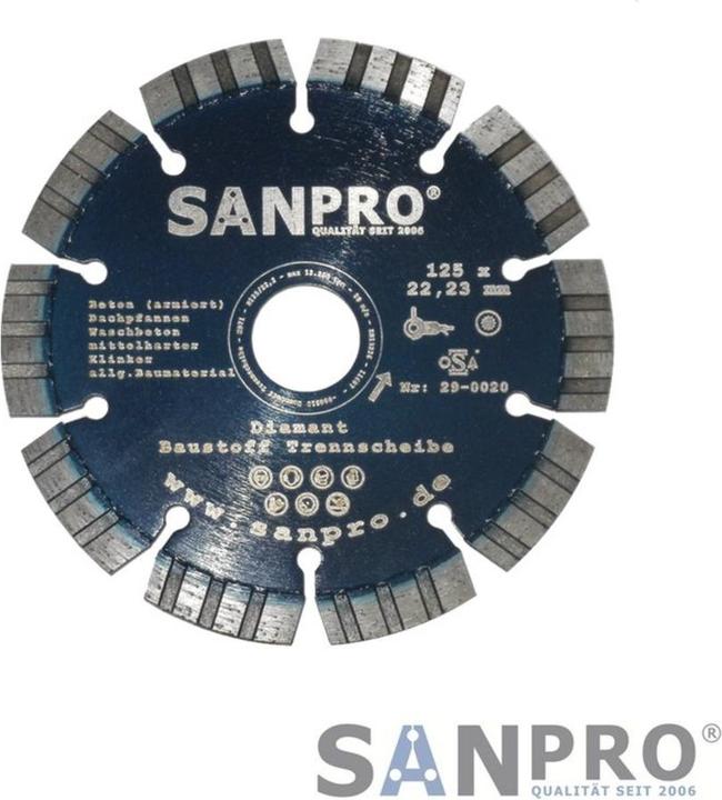 Image du produit Nozar Diamantwerkzeuge SANPRO Disque diamant pour matériaux de construction 125 mm (Pour béton, briques, tuiles,?)