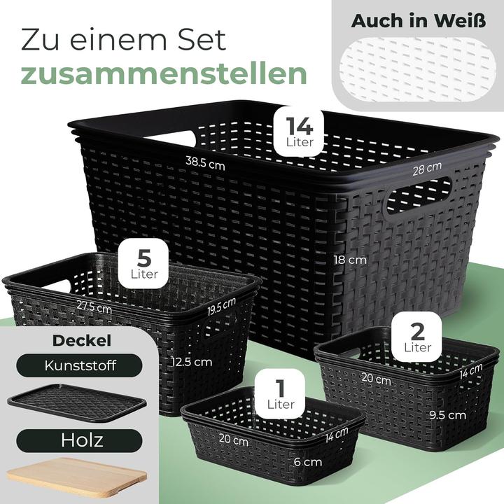 Image du produit Novaliv 3er Set Aufbewahrungsbox mit Deckel Küche 5L Schwarz Kunststoff Rattan-Optik Küche Aufbewahr (5 l)