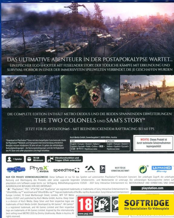 Image du produit Deep Silver Metro Exodus : Complete Edition (PS5, DE)