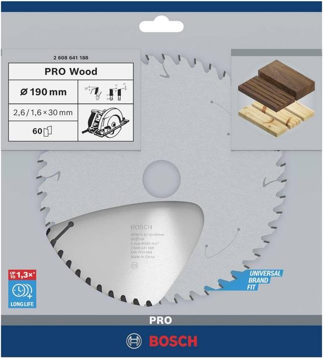 Actual product image Bosch Professional Zubehör PRO Wood circular saw blade, 190 x 2.6 x 30 mm